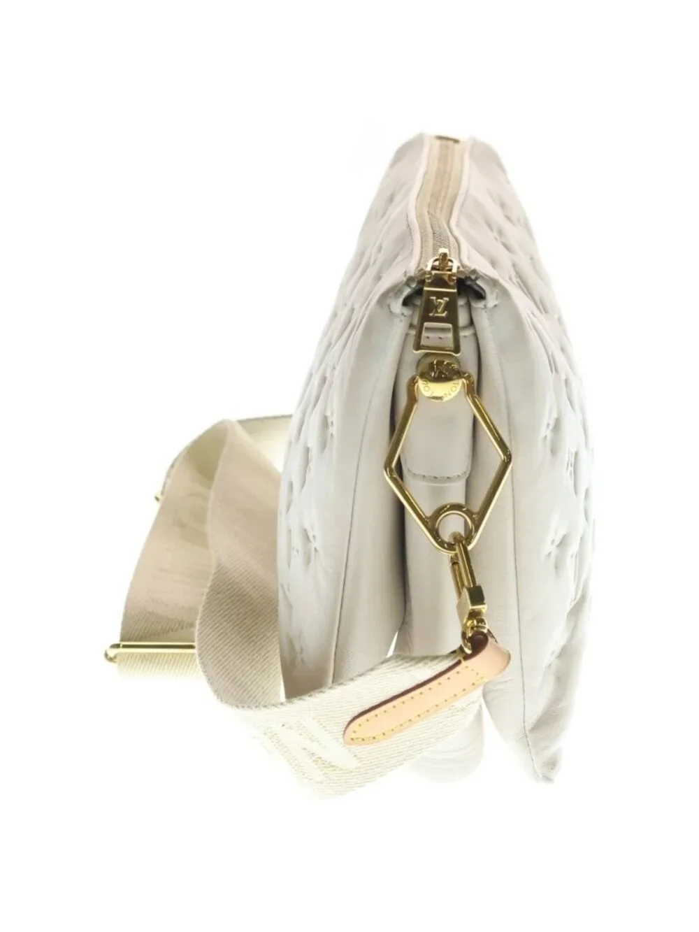 Louis Vuitton Monogram Coussin PM Cream 2-Way Chain Shoulder Bag White Leather